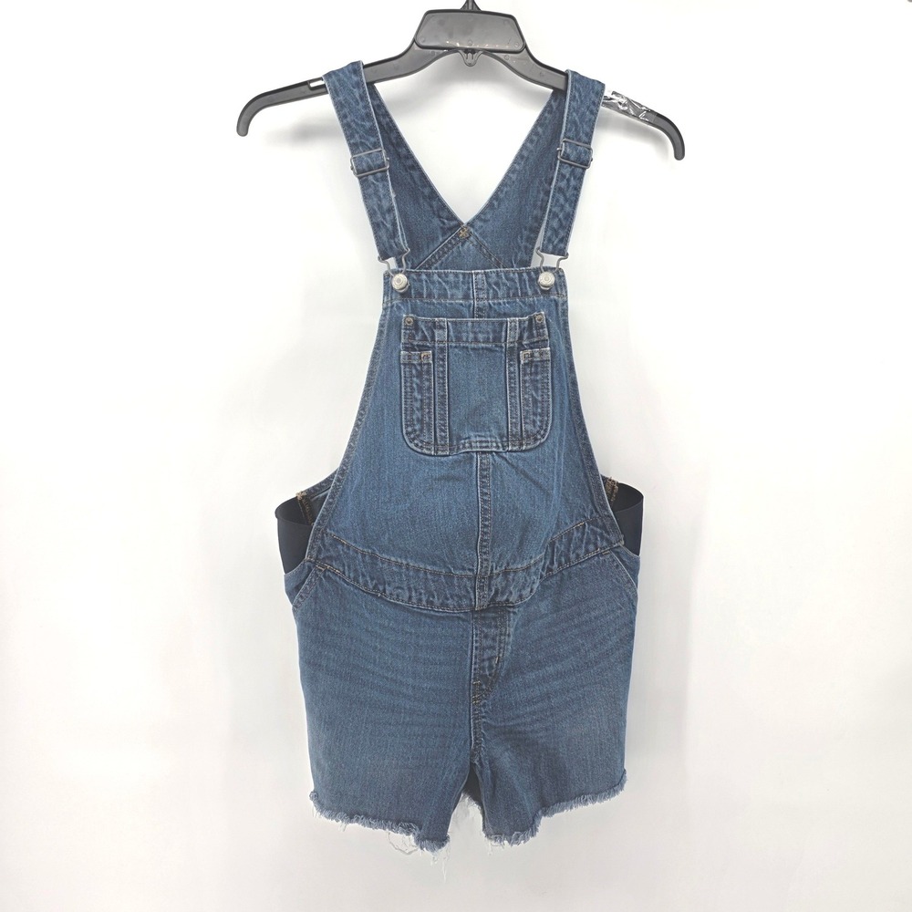 Old Navy Maternity Denim Shortalls Medium Wash Raw Hem Blue Overalls Small